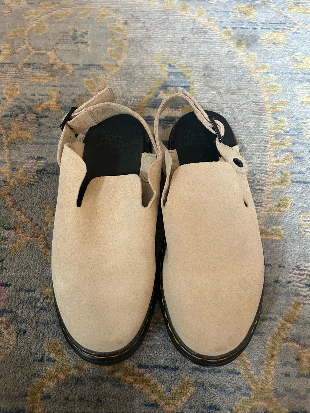 Dr. Martens Beige Suede Slip-On Mules